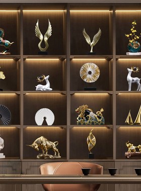 新中式家居玄关招财摆件客厅电视柜高档轻奢摆设办公室酒柜装饰品