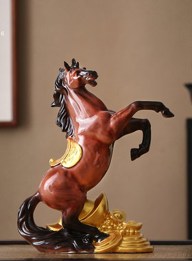 陶瓷红马摆件招财吉祥物
