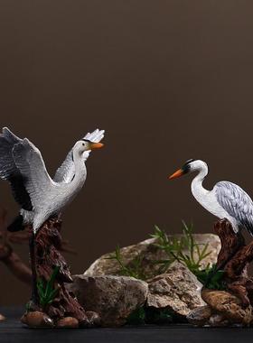 创意仿真白鹭动物创意微景观装饰