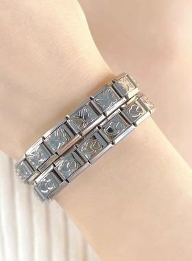 Hapiship模块手链意大利风钛钢