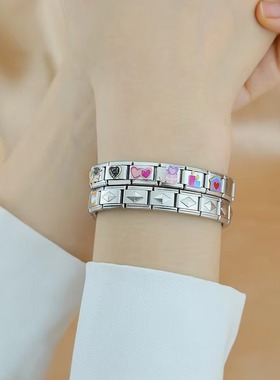 钛钢原创爱心手链DIY女现速发货