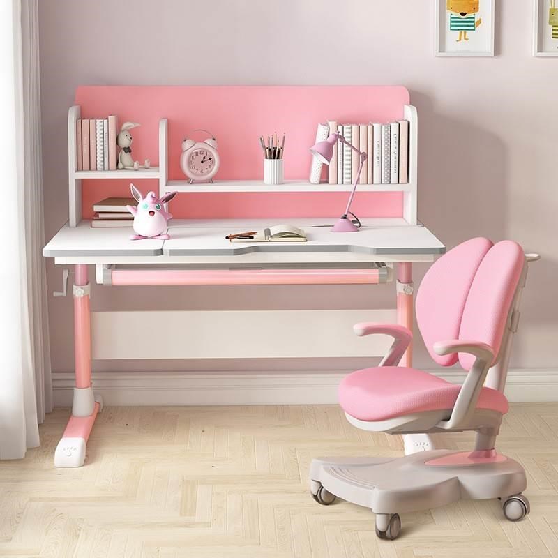 Children's room study table, primary school student desk, home writing desk, adjustable lift table, solid wood desk and chair set