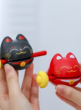 招财猫木鱼桌面摆件可爱解压玩具圣诞节礼物送男生女生有趣的猫咪