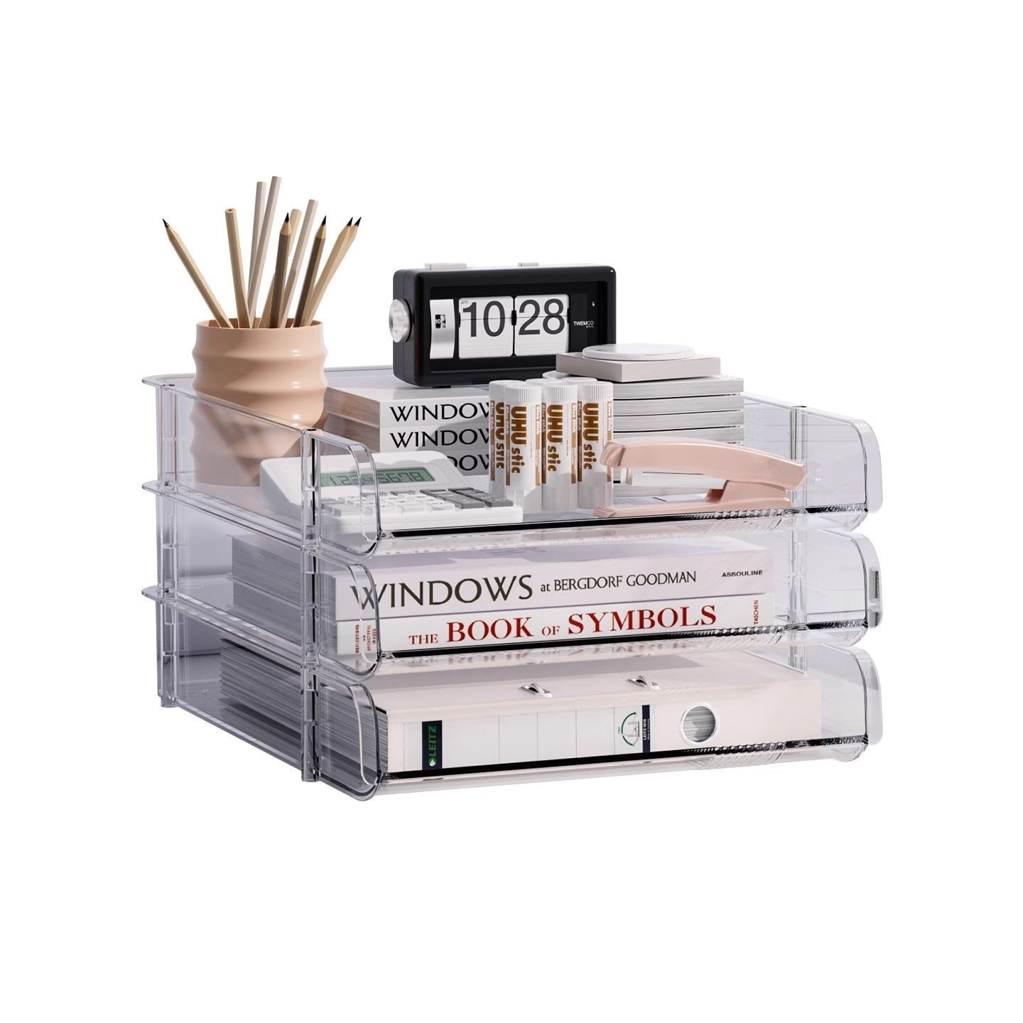 办公室文件学生学习书桌分层透明书架桌面置物架收纳盒亚克力桌架,淘宝优惠券,粉丝福利购,淘宝优惠卷