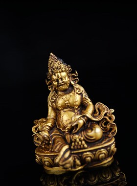 藏式泥金鎏金黄财神y摆件小寸佛财富指尖秒像