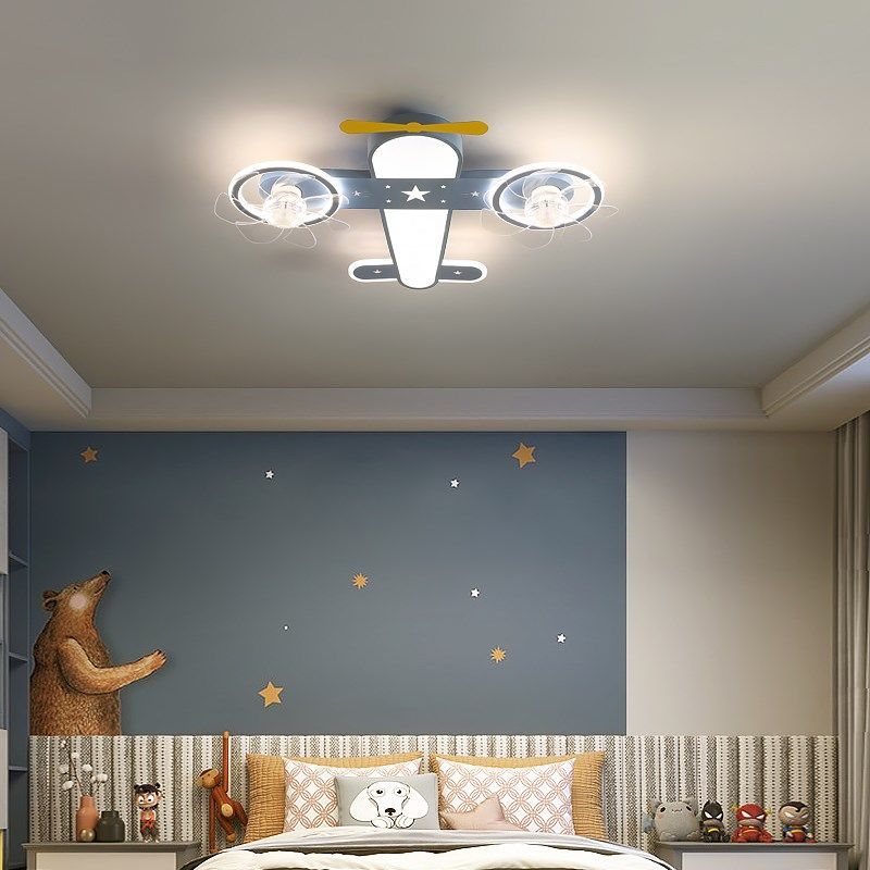 飞机风扇灯全光谱护眼男童房间简约现代男孩卧室灯具儿童房吸顶灯,淘宝优惠券,粉丝福利购,淘宝优惠卷