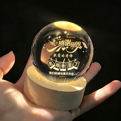 发光水晶球小夜灯摆件卡通四叶草水晶球卧室装饰生日礼物女生闺蜜 - 图3