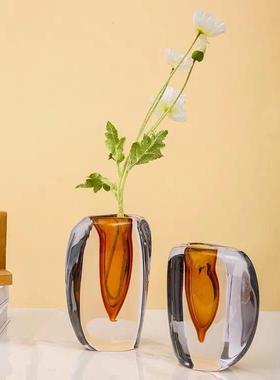 客现代家居玻摆饰璃花瓶样板间轻奢摆件餐VRD桌装饰品厅透明器插