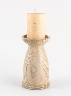 现代中新FEV式蜡台复古仿实木客饰品民宿样板间玄关餐厅厅美烛式