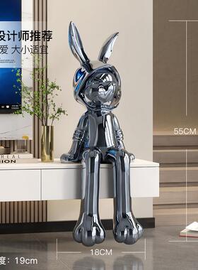 轻奢电镀坐姿兔子客厅摆件大气工艺礼品摆饰玄关电视柜软装饰品乔
