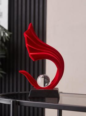 轻奢高档红色风生水起办公室客厅电视柜装饰品摆件高级感喜庆发财