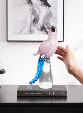 琉璃鹦鹉艺术摆件轻奢儿童房摆设玄关客厅书房酒店装饰品电视柜