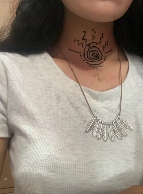 极速复古民族风锁骨链树叶文艺感新中式项链M女长款手工编织毛衣