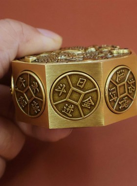 极速八面转钱龙手把件黄铜工x艺解压魔方创意复古雕刻龙年寓意礼