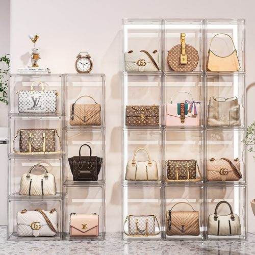 包包收纳盒亚克力透明桌面展示架乐高玩具手办防尘展示柜收纳神器 - 图0