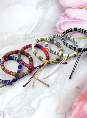 少数民族风情侣节日活动男女通用彩色百搭友谊编织手工棉麻手绳