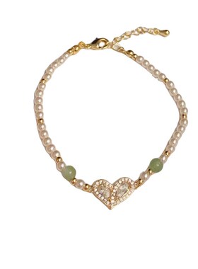 夏季新款时尚小清新微镶锆石爱心珍珠项链小众独特设计感百搭手饰