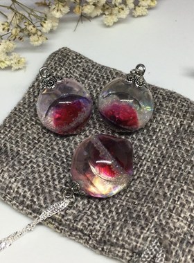 紫色气泡微景树脂吊坠项链个性纯手工情侣男女生日礼物