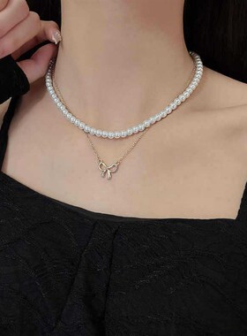 2022新款珍珠项链高级颈链复古风设计感简约饰品百搭款时尚锁骨链