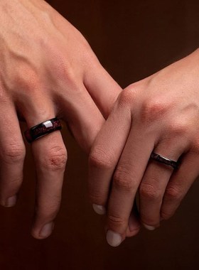 独特的红蛋白石结婚戒指他和她的结婚戒指情侣戒指