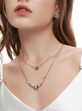 CUSSK 个性双层叠戴项链女轻奢气质送女友新款简约高级感吊坠配饰