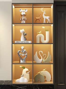 高级感客厅电视机柜装饰品摆件新家餐F边柜酒柜艺术家居软装展示