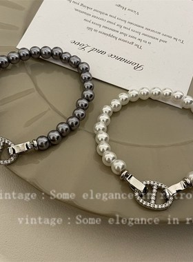 时尚轻奢猪鼻子高亮强光珍珠手链女气质百搭高级感法式精致手饰品