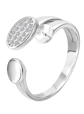 珍珠DIY空托配件925银戒指女小众设计轻奢高级感开口可调节指环