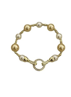 真金电镀法式轻奢锆石珍珠手链女小众时尚百搭手串气质高级感首饰