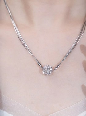 个性设计镶钻磁铁项链女轻奢气质高级感独特颈链锁骨链2023年新款