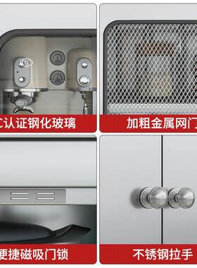 加厚不锈钢餐边柜厨房多层碗柜橱柜家用多功能玻璃门储物柜收纳柜