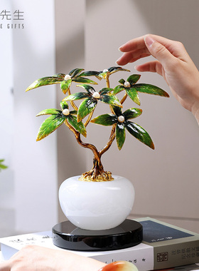 南初先生珐琅彩工艺品常青树摆件