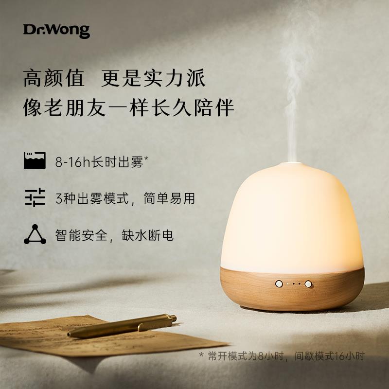 Dr.Wong「小橡果」香薰机8小时喷雾实木底座陶瓷外壳超音波加湿器 - 图1