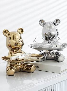 极速暴力熊托盘入户门口玄关钥匙收纳G摆件客厅鞋柜装饰品轻奢北