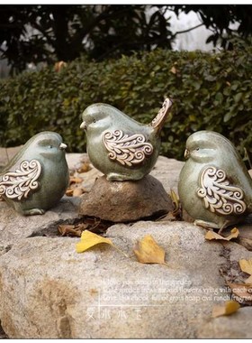 极速浮雕翠釉陶瓷小m鸟欧式美式乡村家具创意客厅电视柜可爱小动