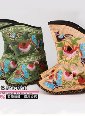 新品中式家居装饰民族风手工纳底儿童婴儿棉布R软底迷你绣花鞋靴