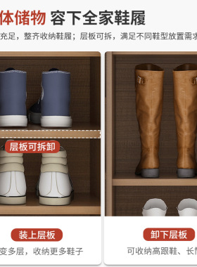 极速鞋柜衣架一体落地家用进门口靠墙衣帽柜玄关T柜隔断带凳子可