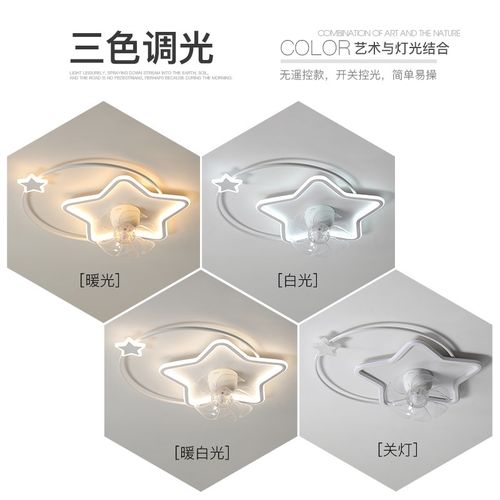 儿童房风扇灯led吸顶灯创意男孩女孩房间灯2024新款客厅卧室灯具 - 图0