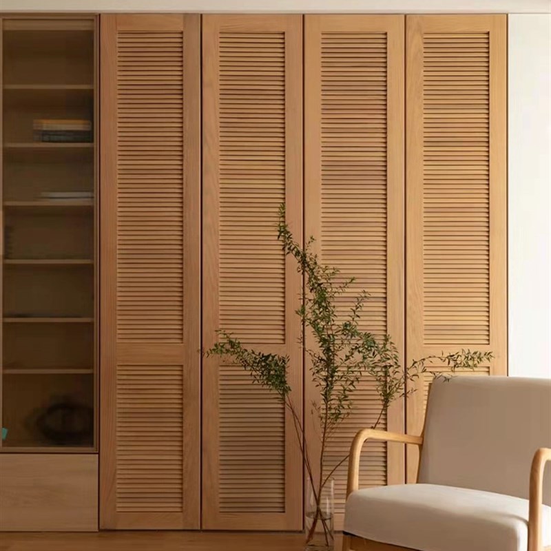 实木百叶门定h制折叠门衣柜门透气百叶窗格栅卧室透光透气百叶门 - 图0