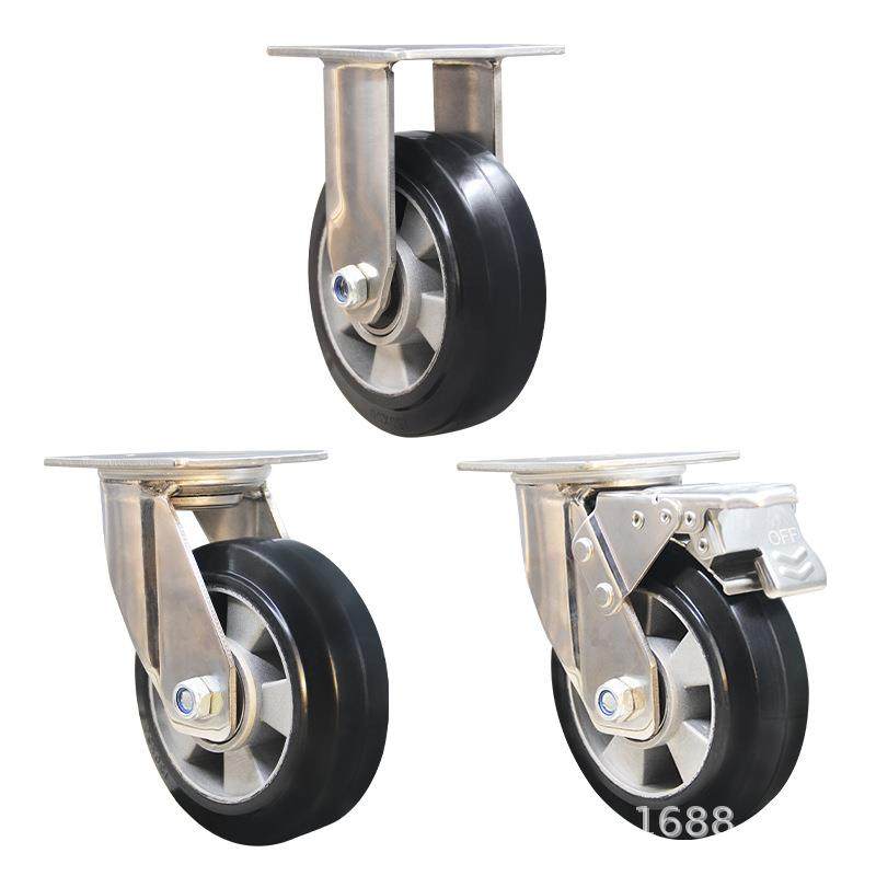 铝芯橡胶轮不锈钢支架重型脚轮手推车万向轮办公物流设备导向轮,淘宝优惠券,粉丝福利购,淘宝优惠卷