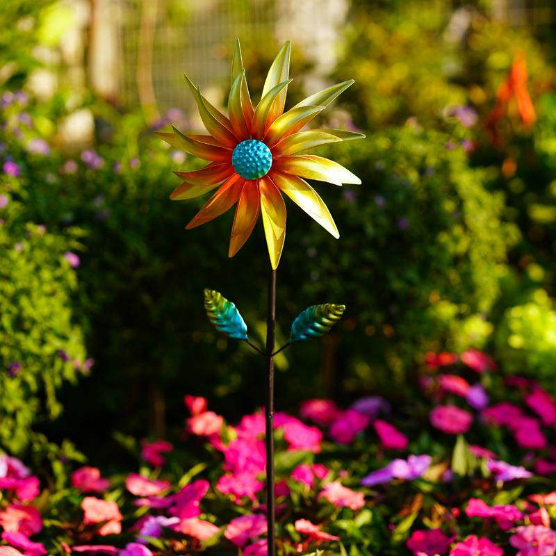 跨境金色一朵两朵三朵花风转 铁艺工艺品旋转风车户外创意花园多,淘宝优惠券,粉丝福利购,淘宝优惠卷