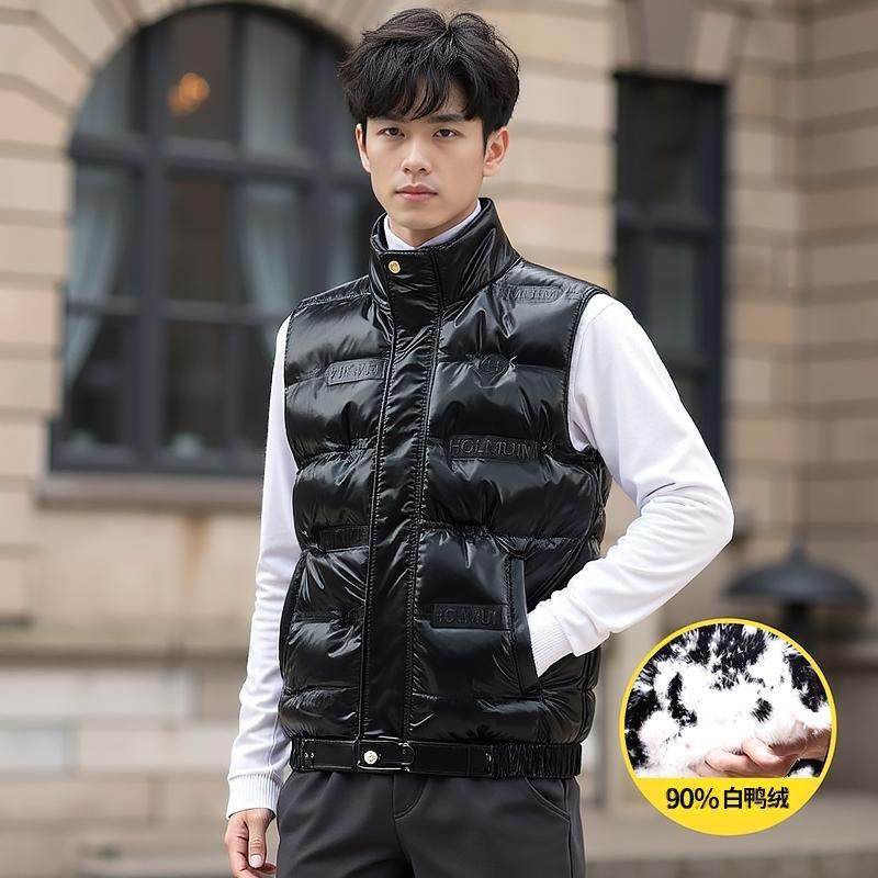 白鸭绒亮面马甲男羽绒背心外套简约休闲黑色无袖秋冬坎肩马夹无袖,淘宝优惠券,粉丝福利购,淘宝优惠卷