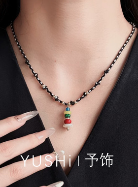 玛尼堆开运项链纯手工串珠配饰守护圆满挂件原创藏文化宋佳同款