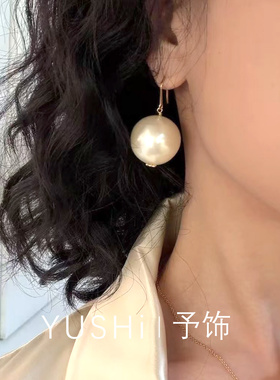 孙千同款耳环 夸张大珍珠耳钩女士气质耳饰名媛时尚日常百搭新款