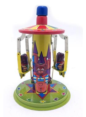 MM101快乐转盘铁皮旋转飞船摄影道具创意礼品摆件铁皮玩具