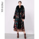 Ma Tiannu contrasting color printed fur collar sable coat