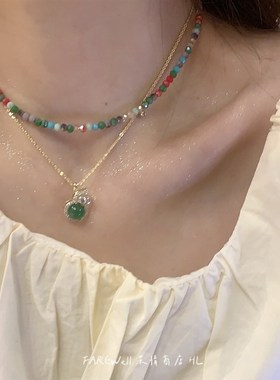 极速绿色玛瑙!葫芦项链颈链女款2024新L款玉石锁骨链毛衣链轻奢高