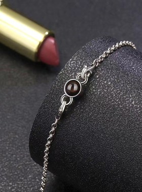 小众设计感投影手链定制照片刻字B手饰纯银手环可以放相片纪念礼