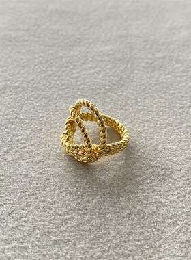 法式复古麻花f条纹编织戒指女简约高级感时髦小众设计轻奢时尚手