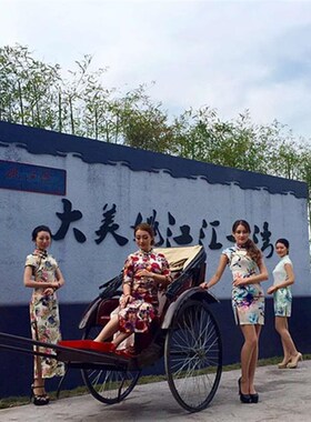 仿古人力黄包车三轮复古老上海黄包车双人婚庆可拉客观.光舞台直